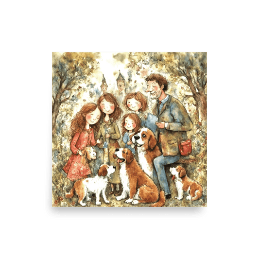 A Family's Forest Adventure - Enhanced Matte Poster Home & Garden > Decor > Artwork > Posters, Prints, & Visual Artwork