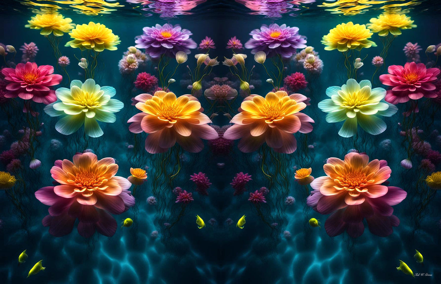 Aqua Flourish - Floral & Filigree Digital Art Art > Digital Art > Cobwebs Of The Mind > Abstract > Digital Compositions
