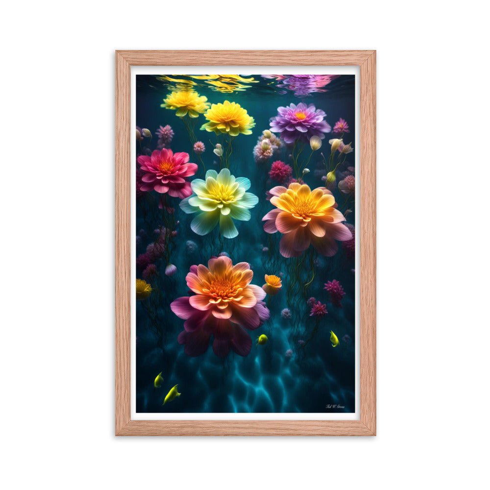 Aqua Flourish - Framed Matte Poster Home & Garden > Decor > Artwork > Posters, Prints, & Visual Artwork