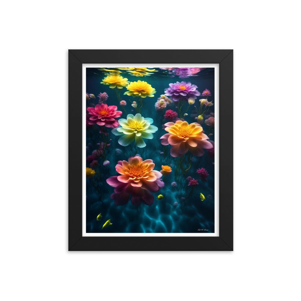 Aqua Flourish - Framed Matte Poster Home & Garden > Decor > Artwork > Posters, Prints, & Visual Artwork
