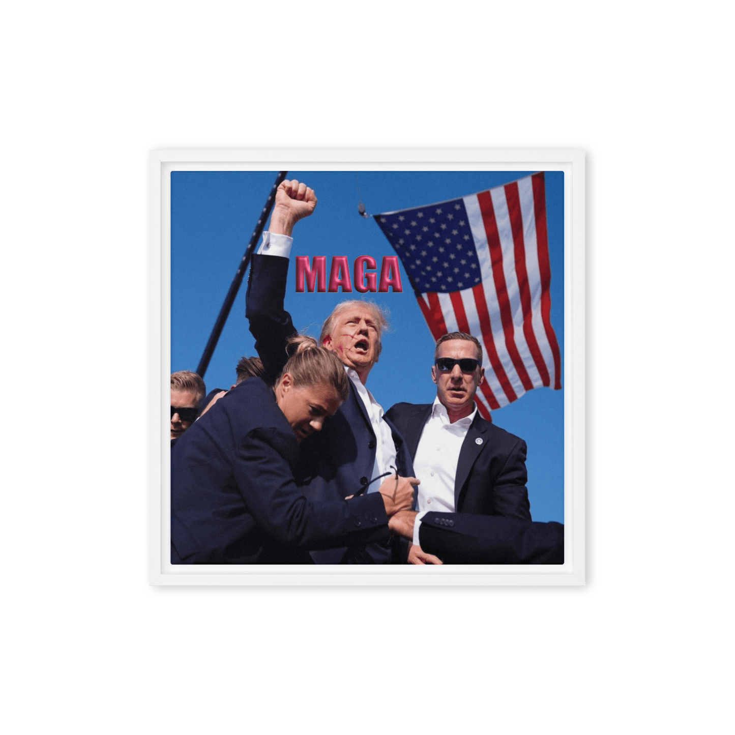 Attempted Assassination of Donald Trump - Framed Canvas Print Home & Garden > Decor > Artwork > Posters, Prints, & Visual Artwork