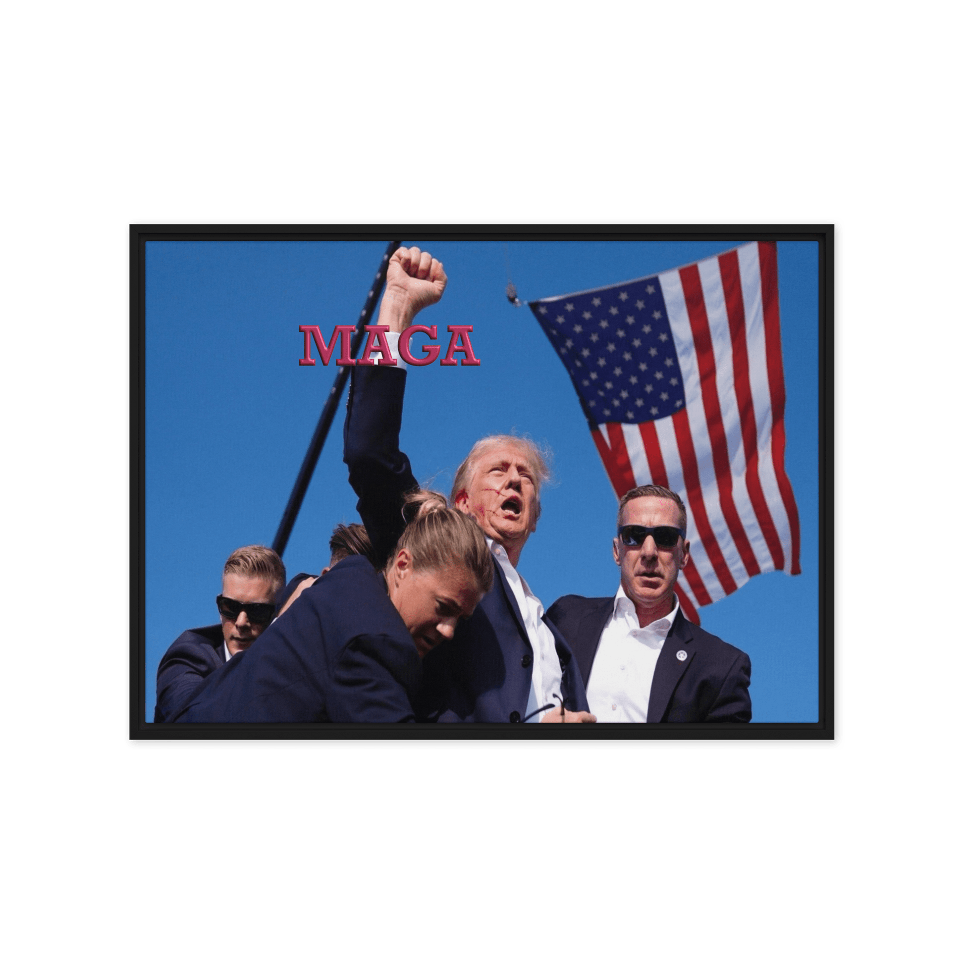 Attempted Assassination of Donald Trump - Framed Canvas Print Home & Garden > Decor > Artwork > Posters, Prints, & Visual Artwork