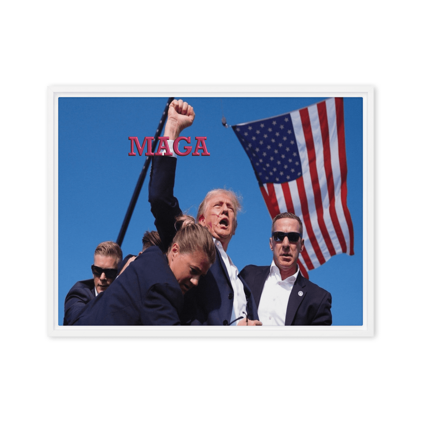 Attempted Assassination of Donald Trump - Framed Canvas Print Home & Garden > Decor > Artwork > Posters, Prints, & Visual Artwork