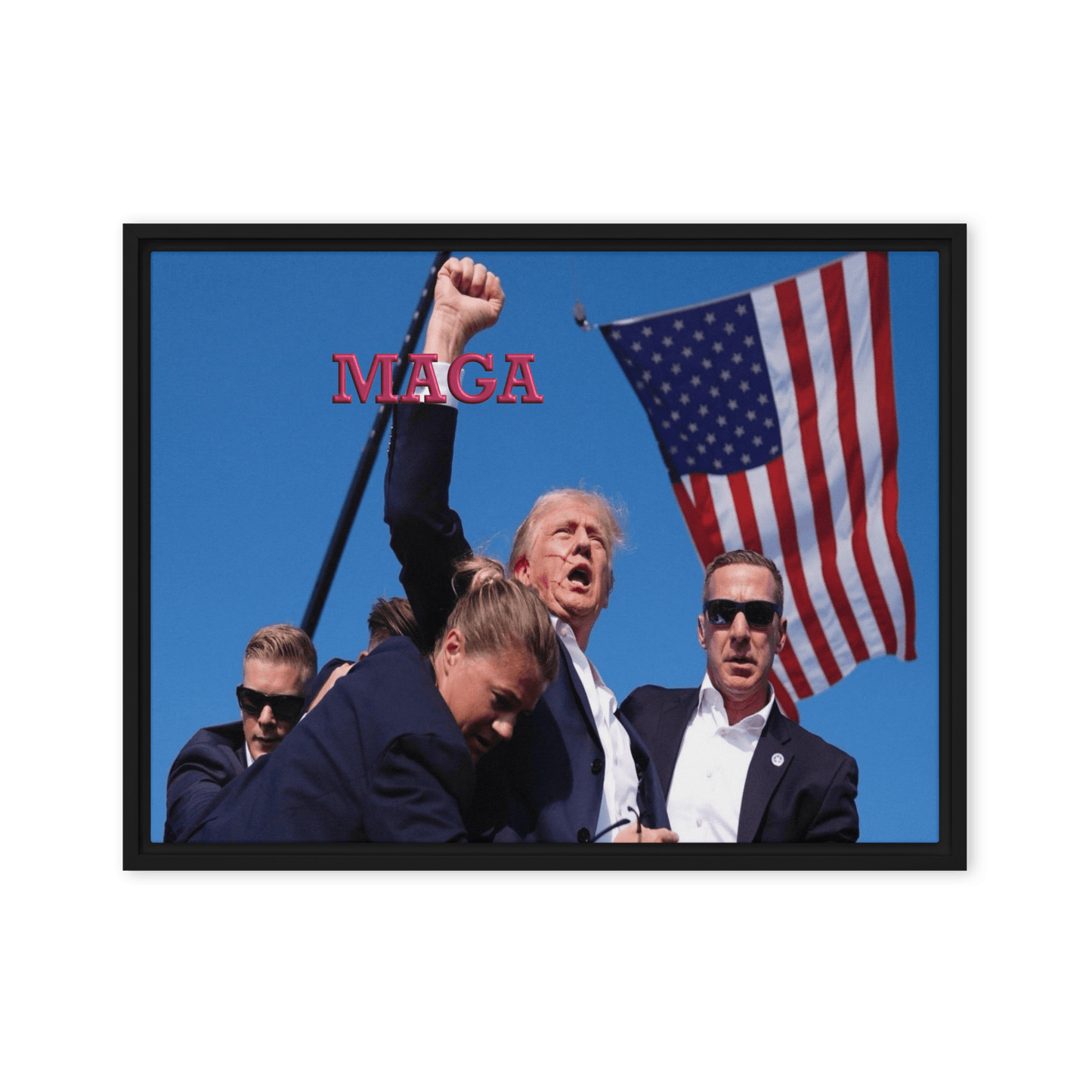 Attempted Assassination of Donald Trump - Framed Canvas Print Home & Garden > Decor > Artwork > Posters, Prints, & Visual Artwork