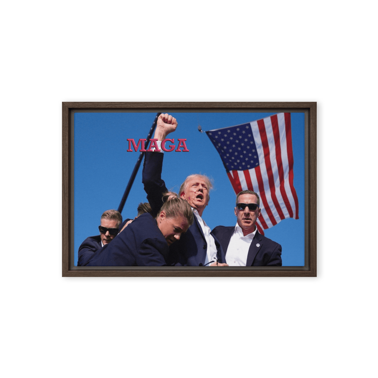 Attempted Assassination of Donald Trump - Framed Canvas Print Home & Garden > Decor > Artwork > Posters, Prints, & Visual Artwork