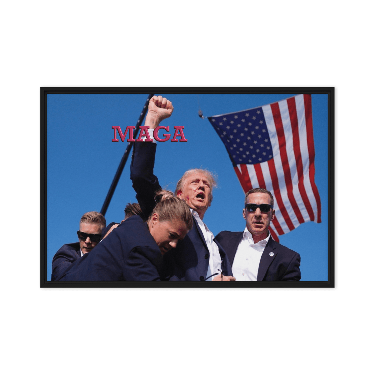 Attempted Assassination of Donald Trump - Framed Canvas Print Home & Garden > Decor > Artwork > Posters, Prints, & Visual Artwork