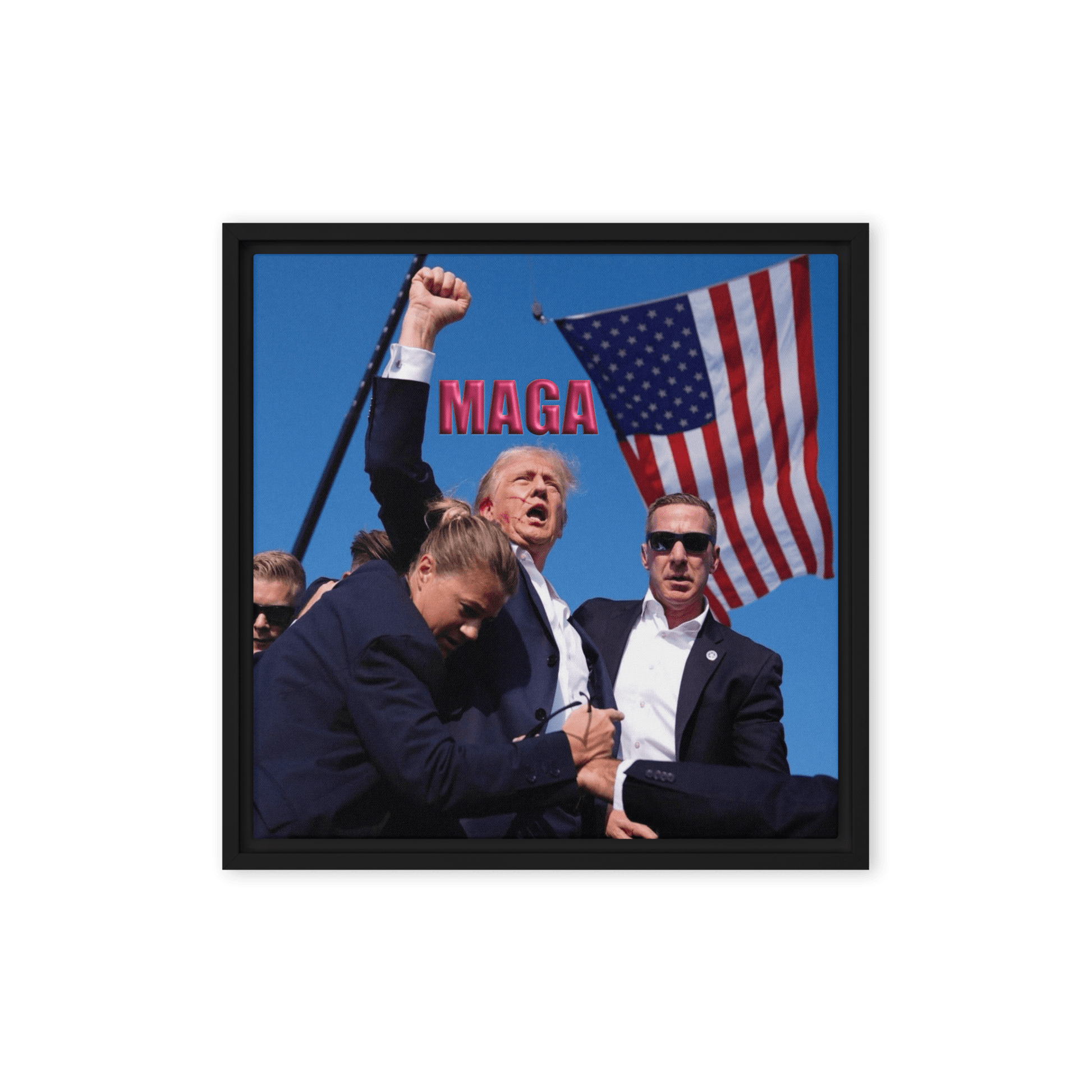 Attempted Assassination of Donald Trump - Framed Canvas Print Home & Garden > Decor > Artwork > Posters, Prints, & Visual Artwork