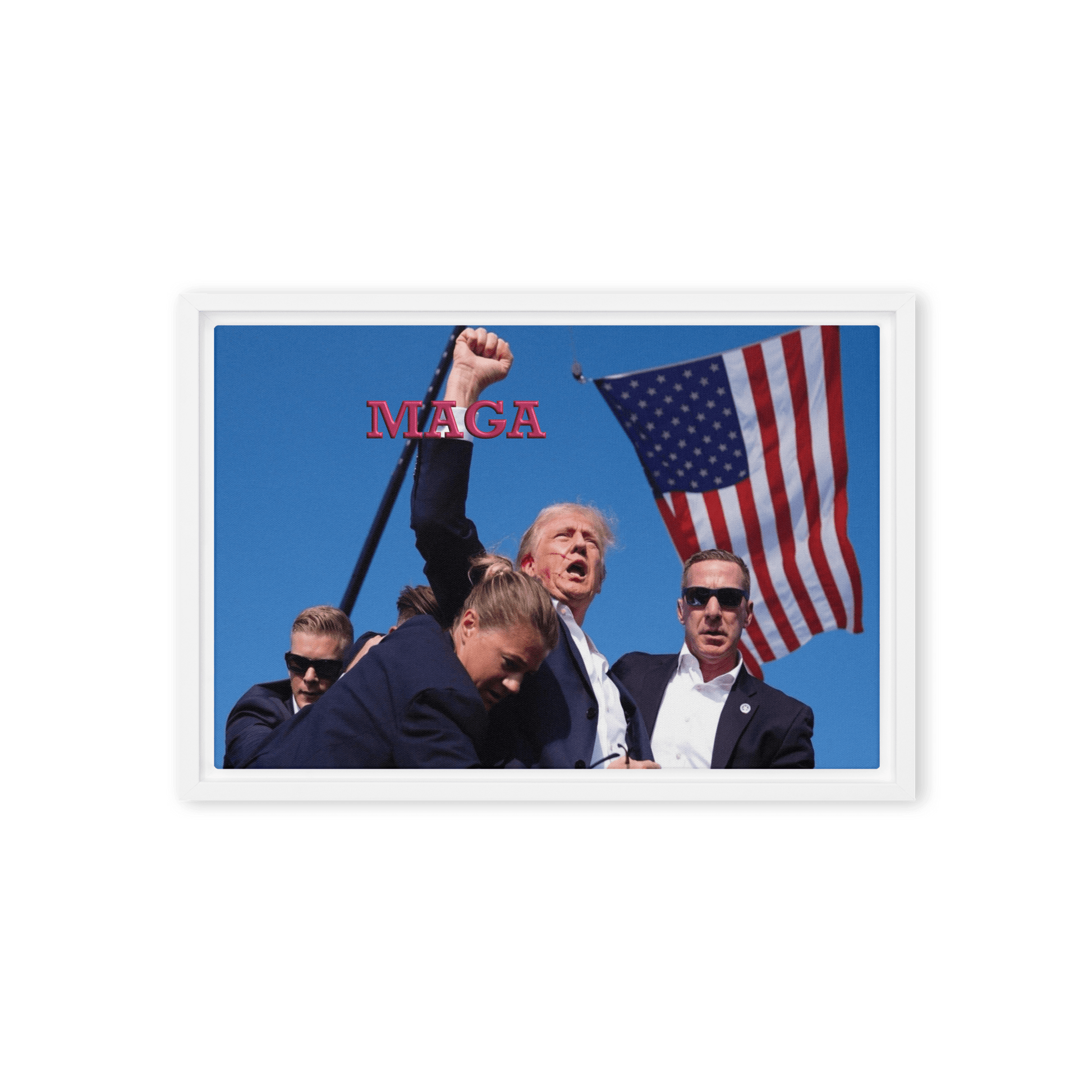 Attempted Assassination of Donald Trump - Framed Canvas Print Home & Garden > Decor > Artwork > Posters, Prints, & Visual Artwork