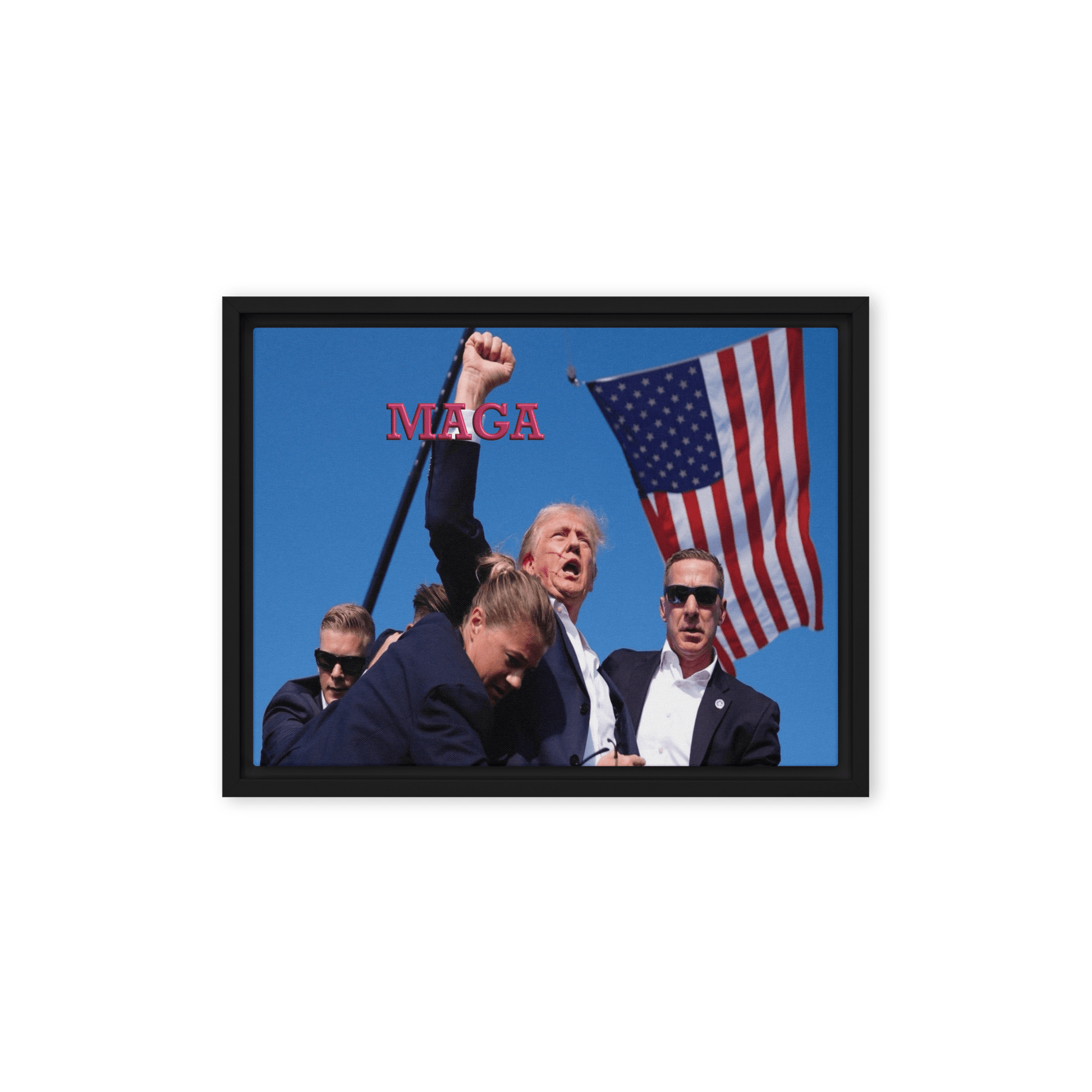 Attempted Assassination of Donald Trump - Framed Canvas Print Home & Garden > Decor > Artwork > Posters, Prints, & Visual Artwork