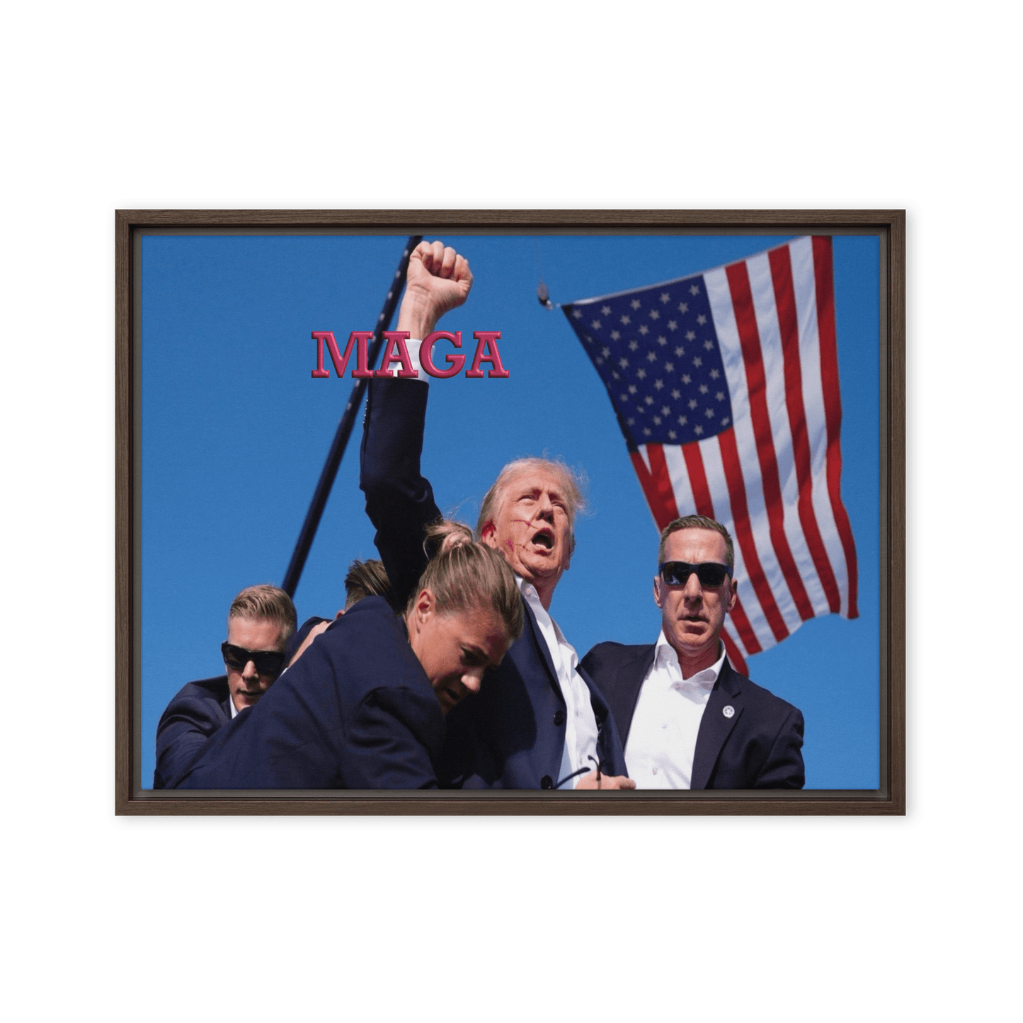 Attempted Assassination of Donald Trump - Framed Canvas Print Home & Garden > Decor > Artwork > Posters, Prints, & Visual Artwork