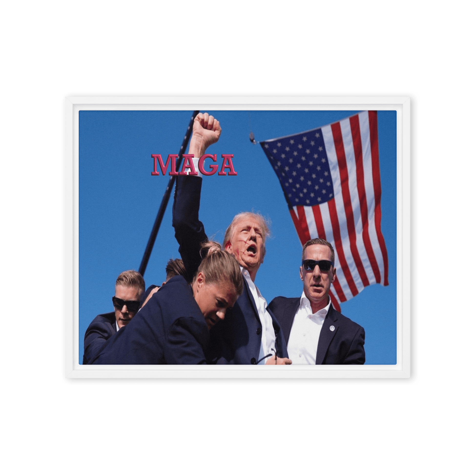 Attempted Assassination of Donald Trump - Framed Canvas Print Home & Garden > Decor > Artwork > Posters, Prints, & Visual Artwork