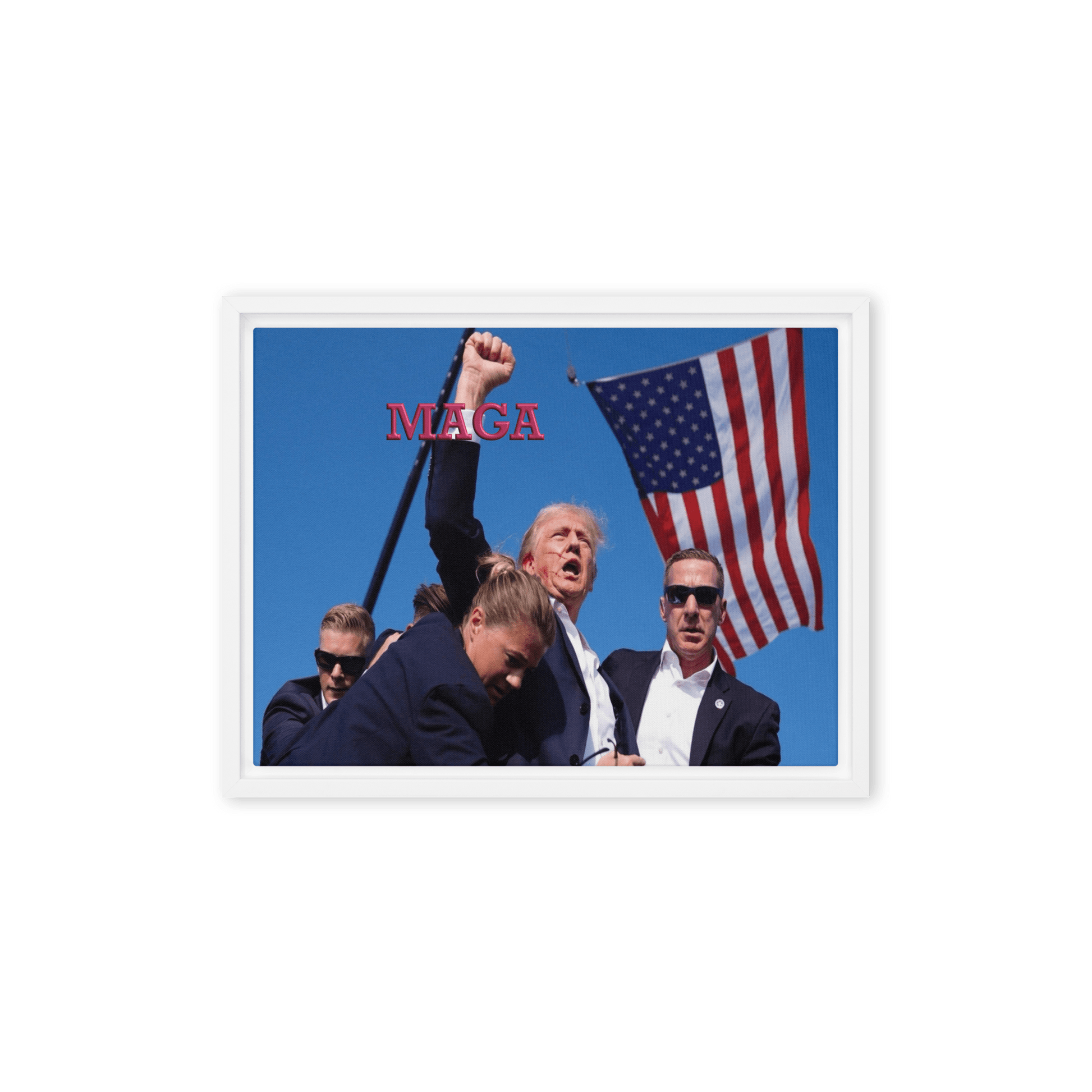 Attempted Assassination of Donald Trump - Framed Canvas Print Home & Garden > Decor > Artwork > Posters, Prints, & Visual Artwork