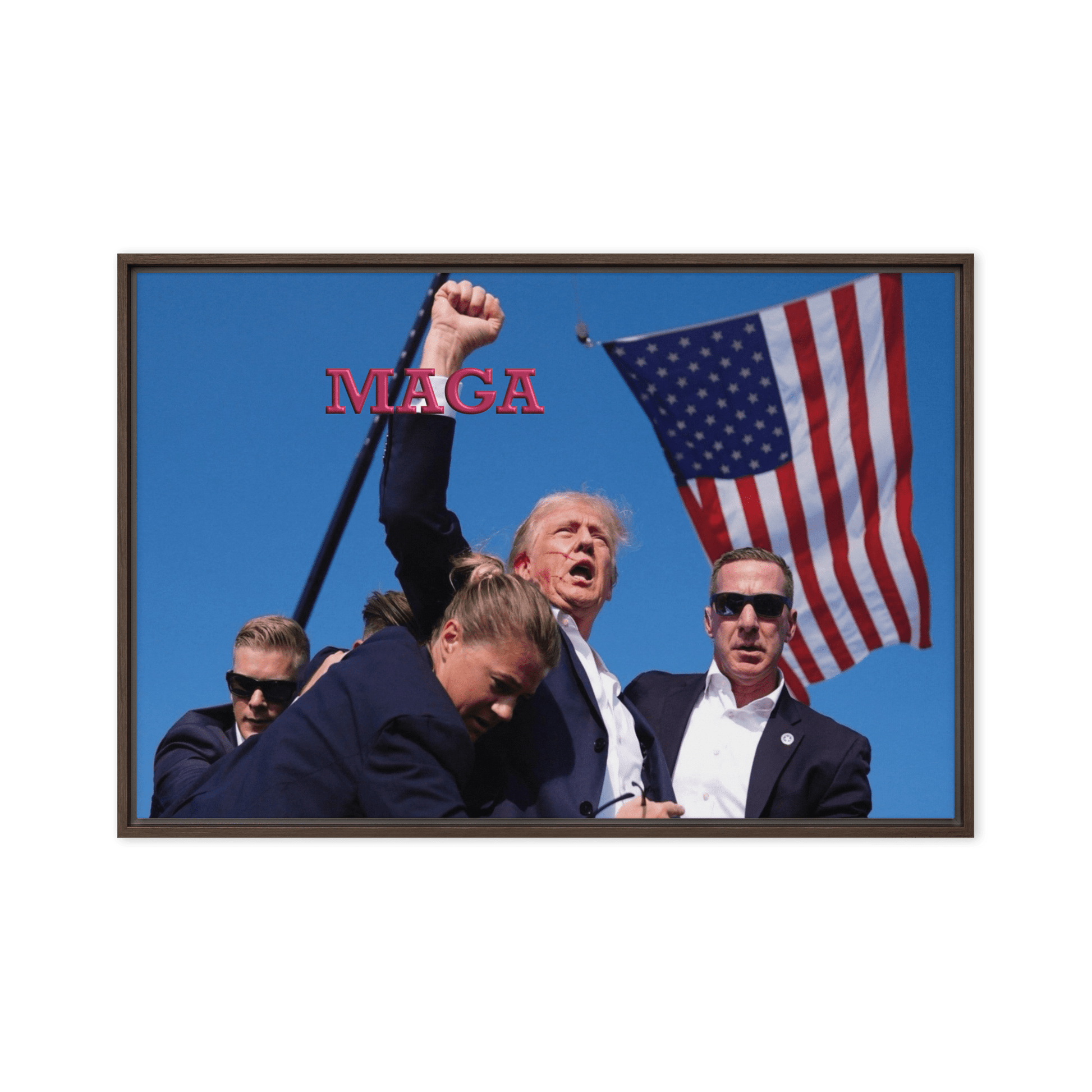 Attempted Assassination of Donald Trump - Framed Canvas Print Home & Garden > Decor > Artwork > Posters, Prints, & Visual Artwork