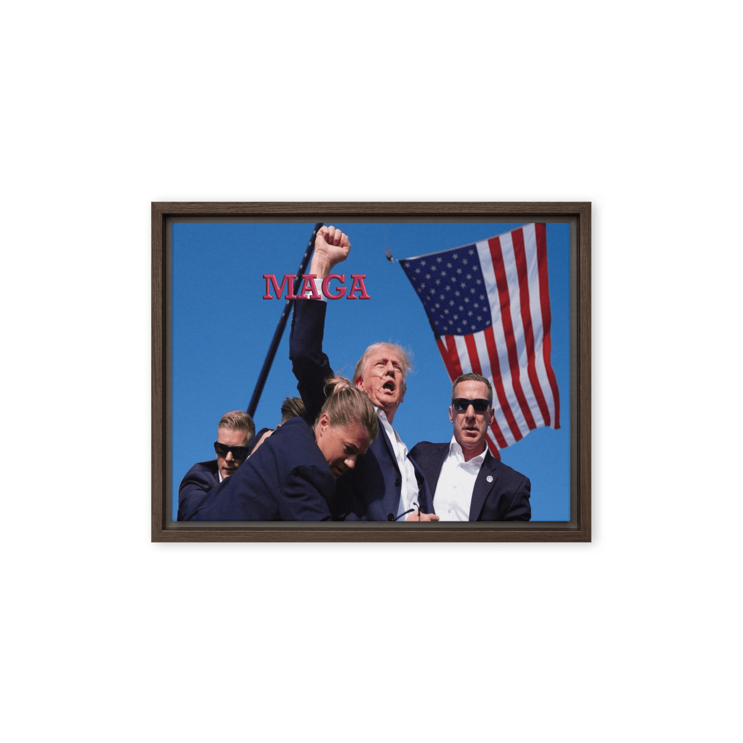 Attempted Assassination of Donald Trump - Framed Canvas Print Home & Garden > Decor > Artwork > Posters, Prints, & Visual Artwork