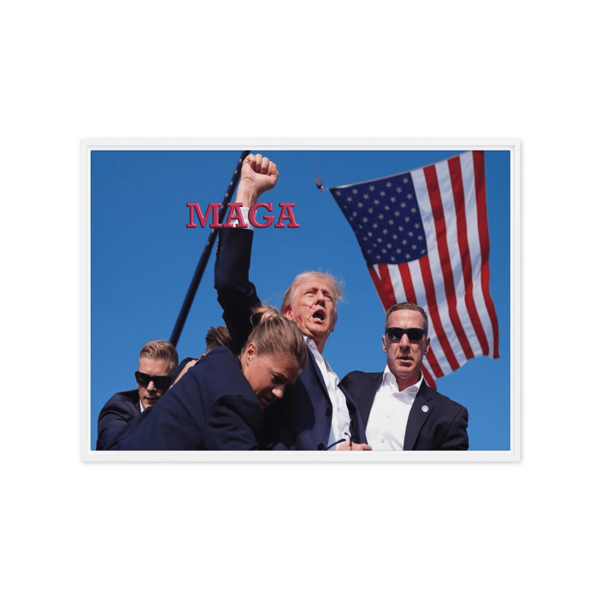 Attempted Assassination of Donald Trump - Framed Canvas Print Home & Garden > Decor > Artwork > Posters, Prints, & Visual Artwork