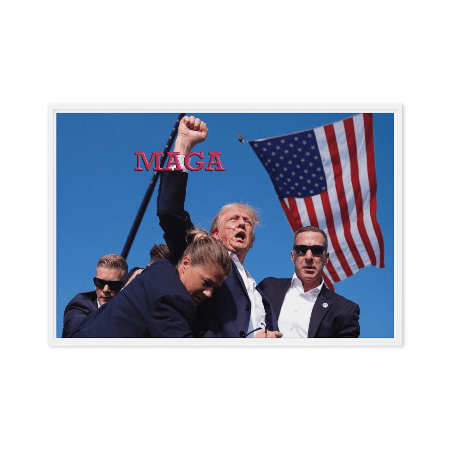 Attempted Assassination of Donald Trump - Framed Canvas Print Home & Garden > Decor > Artwork > Posters, Prints, & Visual Artwork