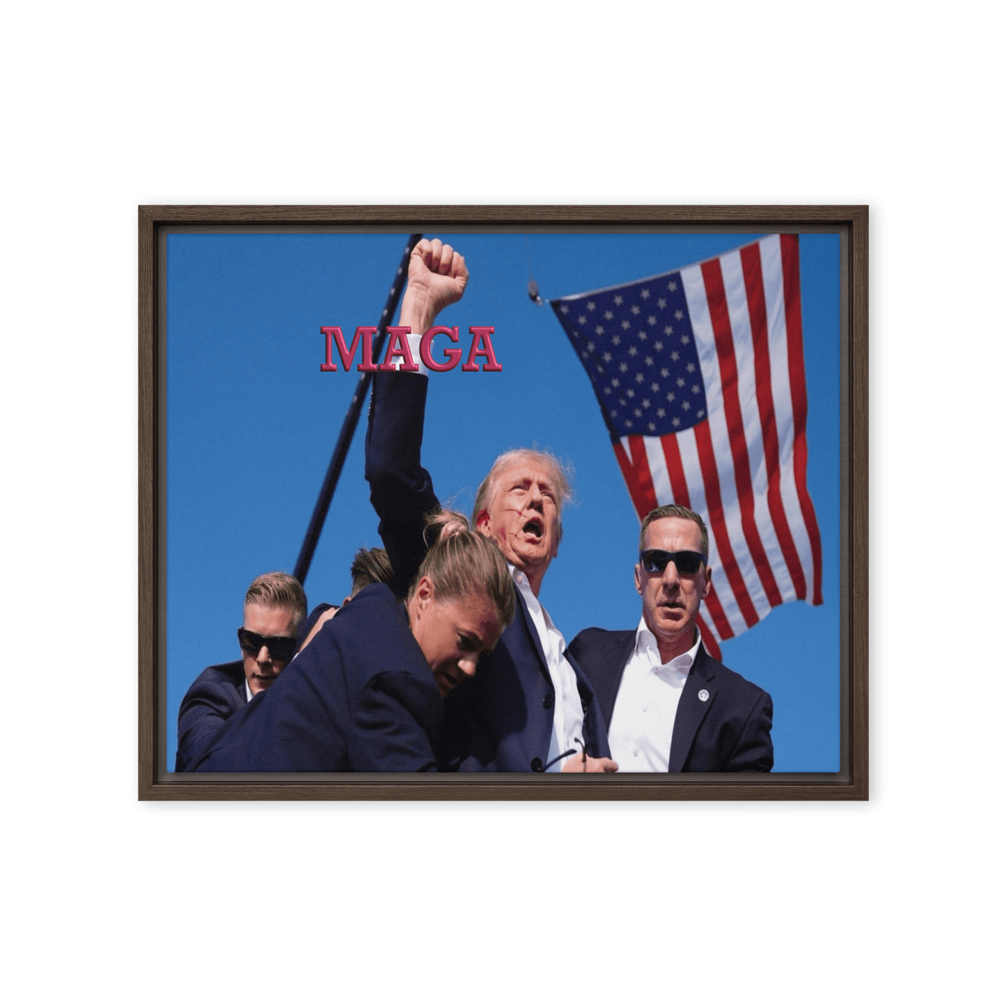 Attempted Assassination of Donald Trump - Framed Canvas Print Home & Garden > Decor > Artwork > Posters, Prints, & Visual Artwork