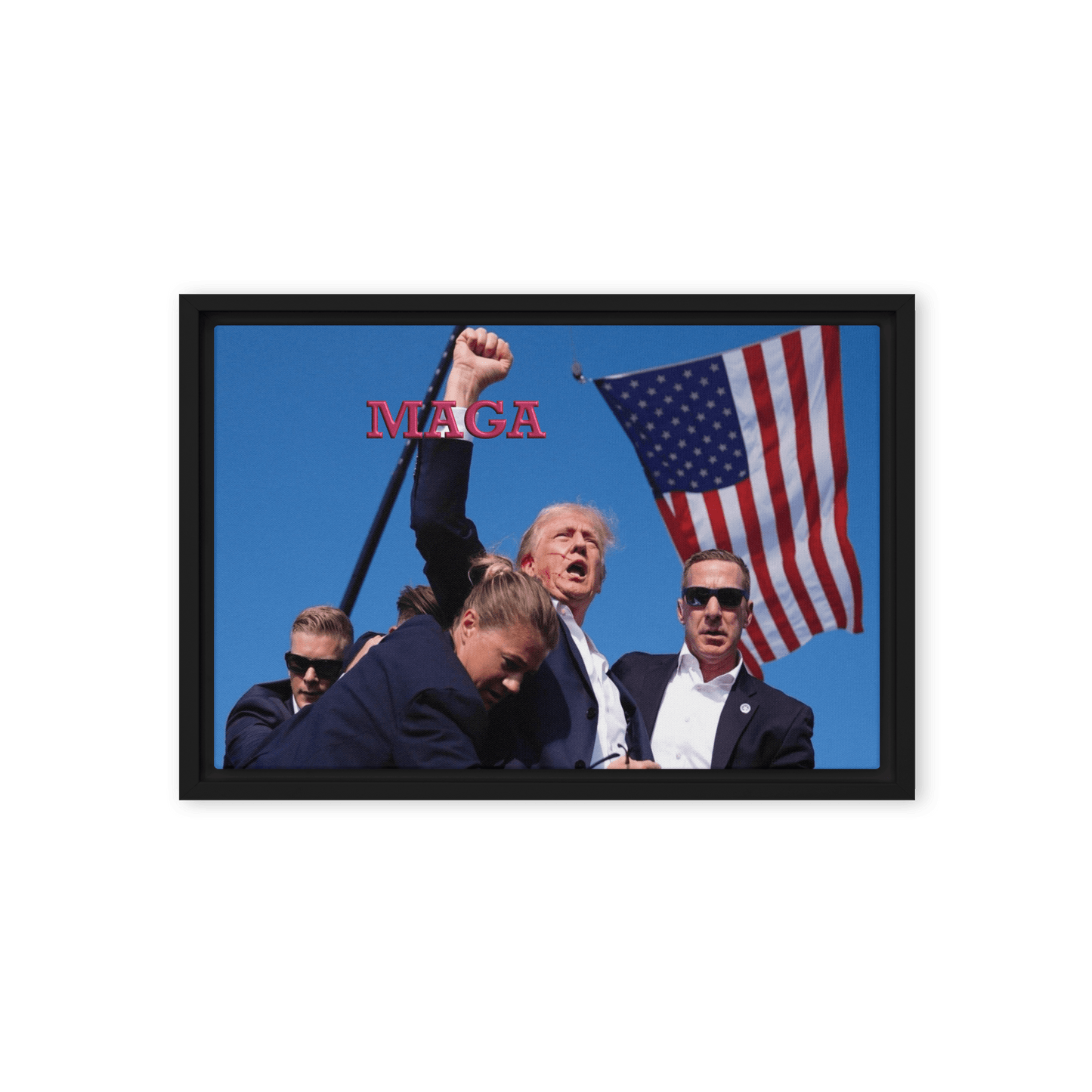 Attempted Assassination of Donald Trump - Framed Canvas Print Home & Garden > Decor > Artwork > Posters, Prints, & Visual Artwork