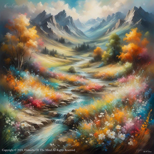 Autumn's Embrace in the Valley Autumnal bazoodies beauty blue breathtaking Captivating color deep blue enchanting Ethereal garden Golden idyllic imaginative landscape light blue lush magical magnificent majestic mesmerizing peaceful serenity tranquil Transcendent vibrant vibrant blue wondrous Digital Art