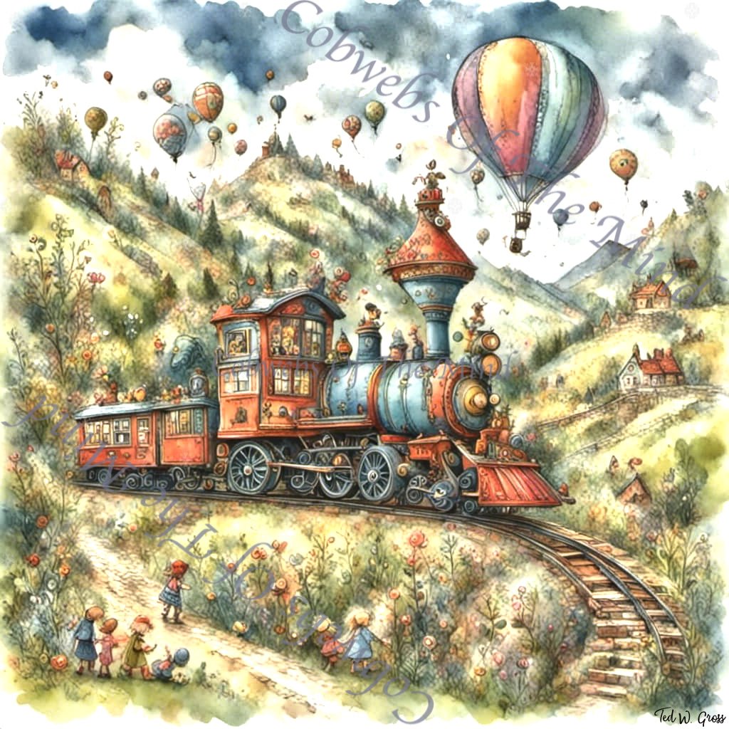 Balloon Locomotive - OpenSea NFT Brushlings Legendary 1-Drop Art > Digital Art > Cobwebs Of The Mind > Abstract > Digital Compositions