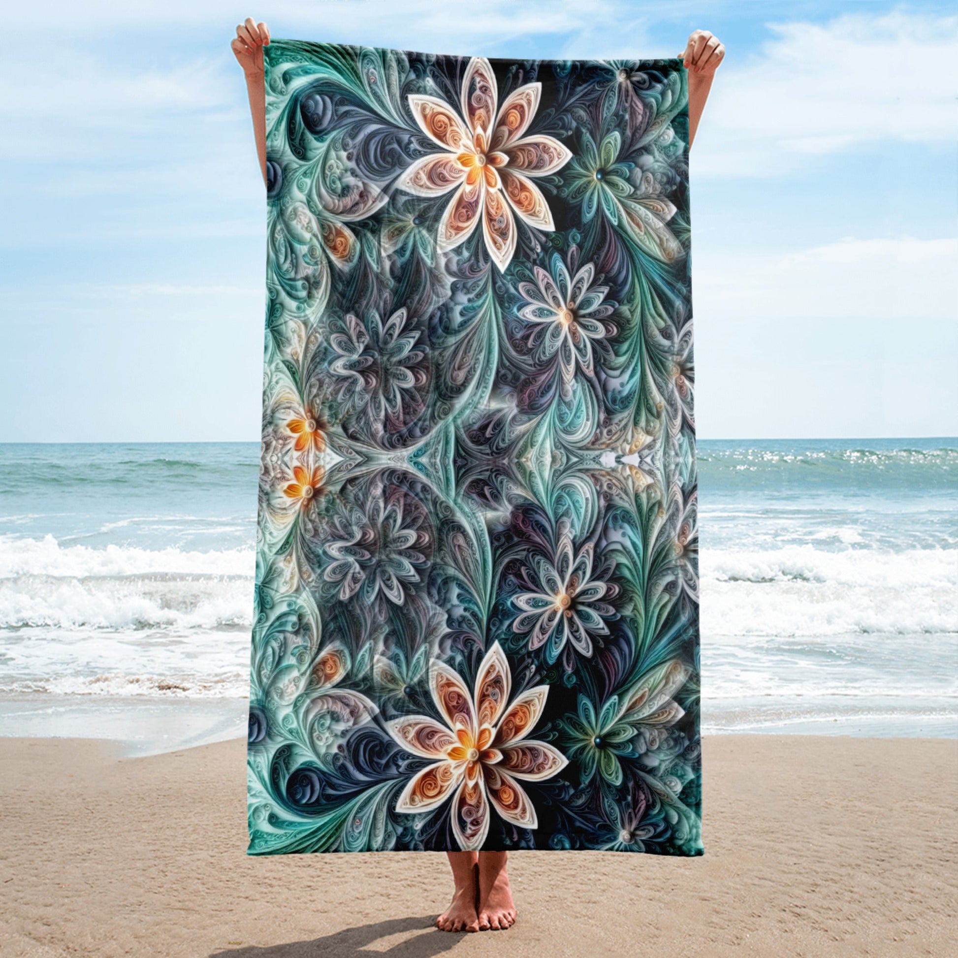 Calligraphic Blossoms - 30*60 Bath & Beach Towel Bath & Beach Towel