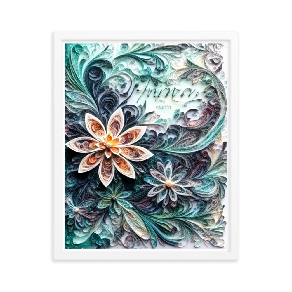 Calligraphic Blossoms - Framed Matte Poster Home & Garden > Decor > Artwork > Posters, Prints, & Visual Artwork