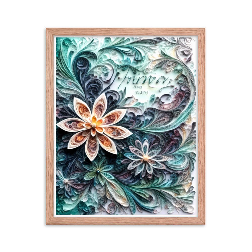Calligraphic Blossoms - Framed Matte Poster Home & Garden > Decor > Artwork > Posters, Prints, & Visual Artwork