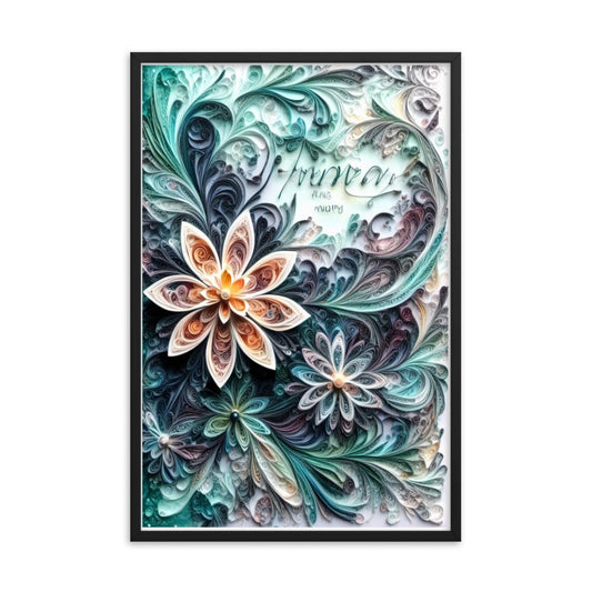 Calligraphic Blossoms - Framed Matte Poster beauty filigree petals printed frame posters Home & Garden > Decor > Artwork > Posters, Prints, & Visual Artwork Black 24*36