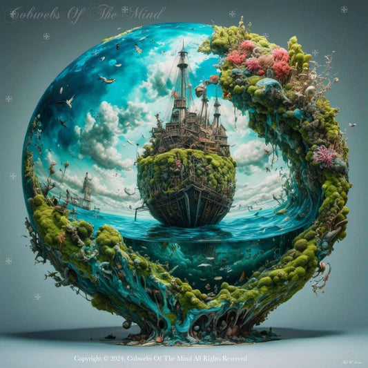 Captured Forever Sailing In A Bowl #nature boat color fantasy ocean vibrant Digital Art