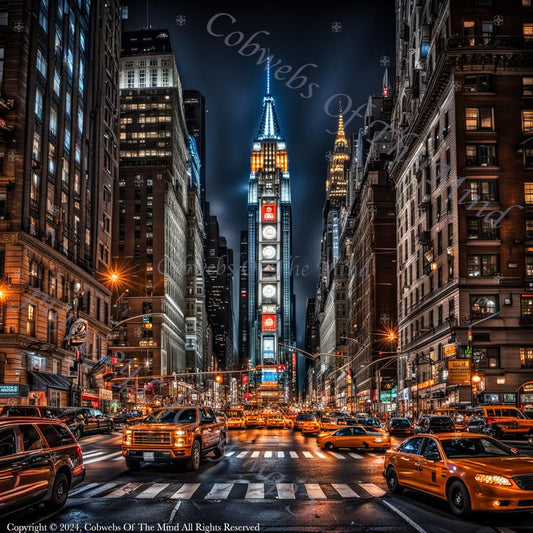 City That Never Sleeps - Stock Photo architectural landmarks Broadway busy streets Chrysler Building city lights city street city that never sleeps cityscape Cobwebs Of The Mind Stock Photos crosswalk crowded streets high rises illuminated buildings metropolitan area neon signs New York City night photography night view nightlife NYC skyline pedestrians royalty-free skyscrapers stock photos street life street scene taxis Times Square traffic urban landscape vibrant city yellow cabs Stock Photo->1:1