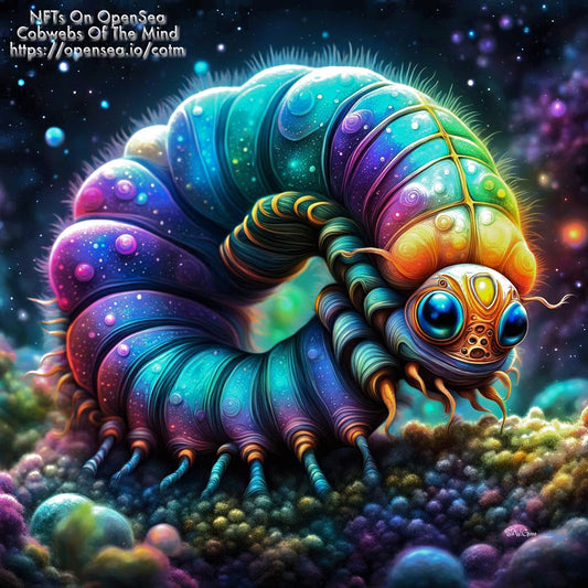 Cosmic Caterpillar - OpenSea Bazoodie NFT Collection Art > Digital Art > Cobwebs Of The Mind > Abstract > Digital Compositions