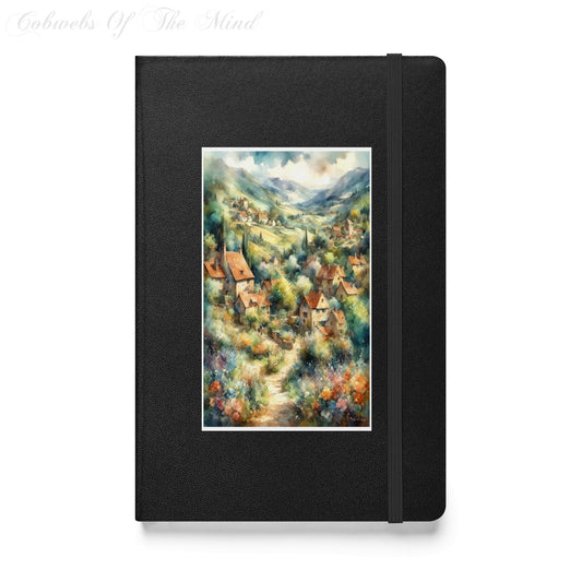 Countryside Haven - Hardcover Journal Notebook Cobwebs Of The Mind Journals notebooks Printful DA Art > Digital Art > Cobwebs Of The Mind > Abstract > Digital Compositions Black