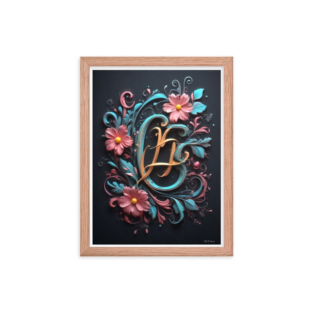 Cursive Flowers - Framed Matte Poster Home & Garden > Decor > Artwork > Posters, Prints, & Visual Artwork