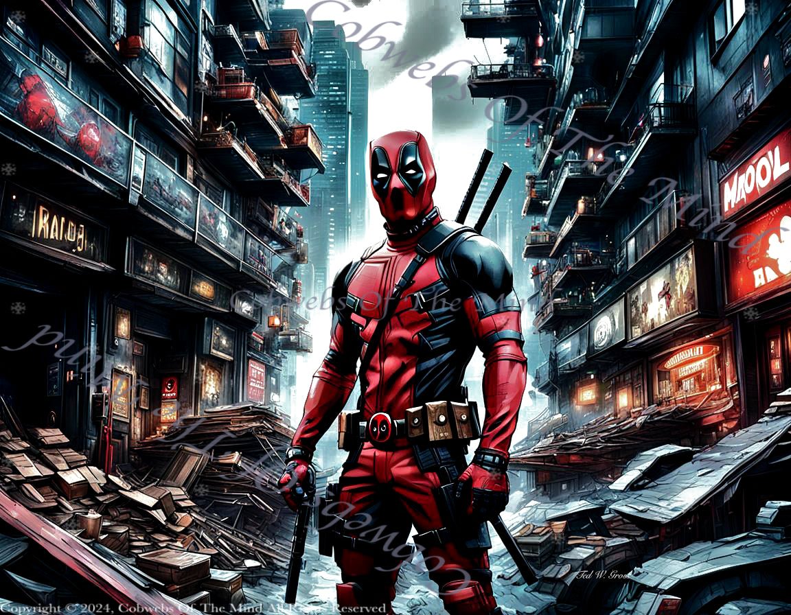 Deadpool's Dystopian Descent - Digital Art Art > Digital Art > Cobwebs Of The Mind > Abstract > Digital Compositions