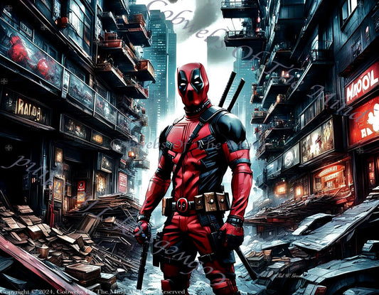 Deadpool's Dystopian Descent - Digital Art Art > Digital Art > Cobwebs Of The Mind > Abstract > Digital Compositions