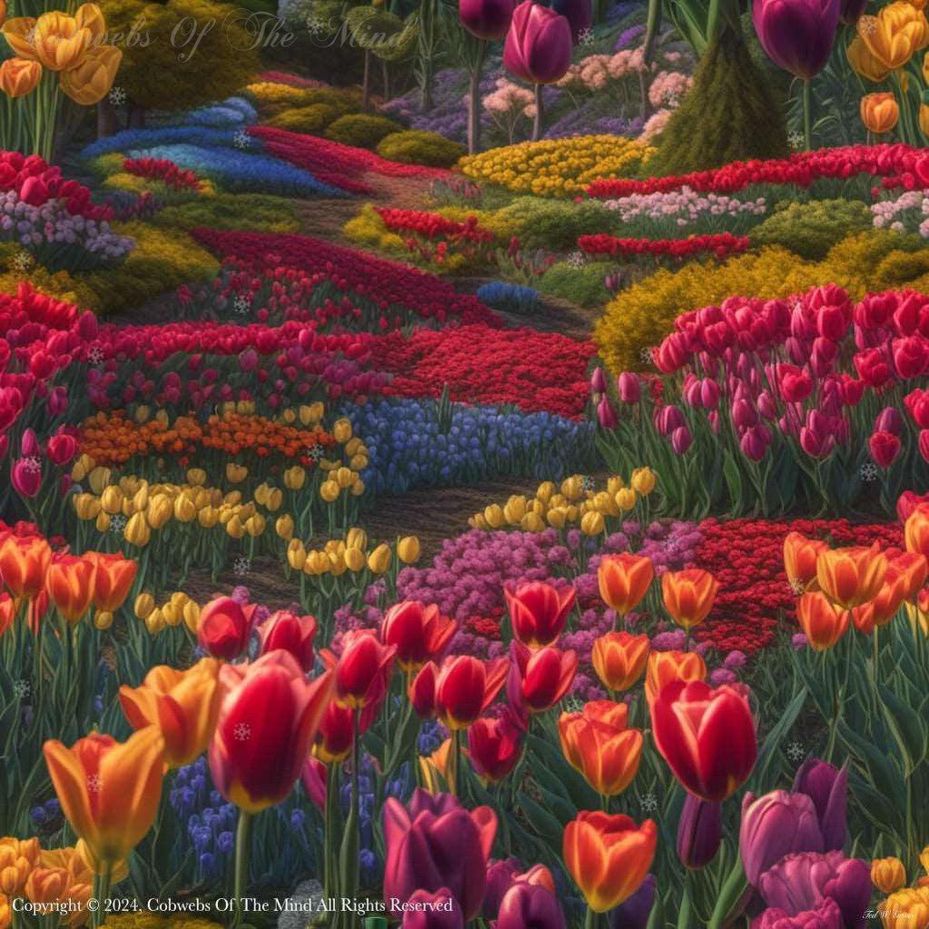 Dreaming Of Wandering In The Tulip Fields #nature beauty color flowers sunshine trees vibrant Digital Art