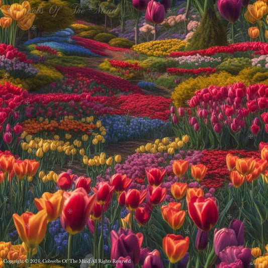 Dreaming Of Wandering In The Tulip Fields #nature beauty color flowers sunshine trees vibrant Digital Art