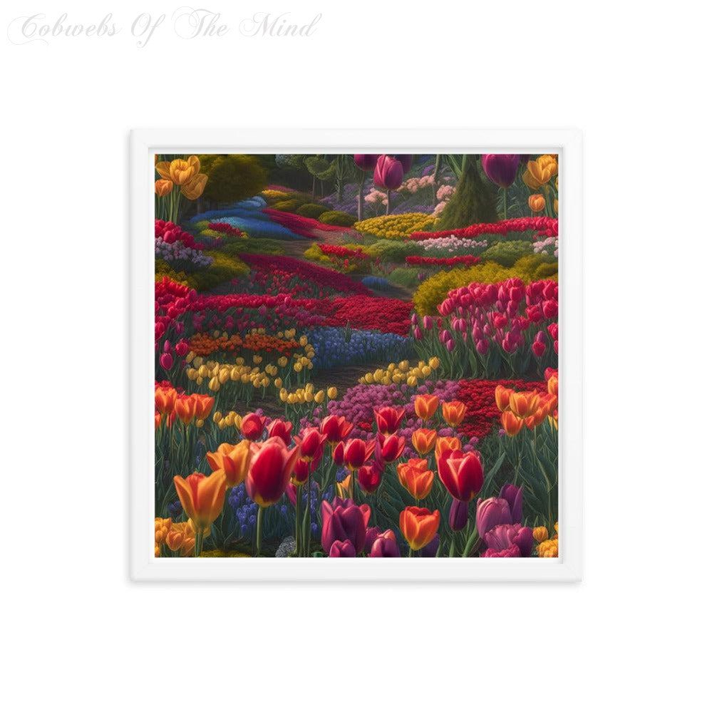 Dreaming Of Wandering In The Tulip Fields - Framed poster Printed Digital Art