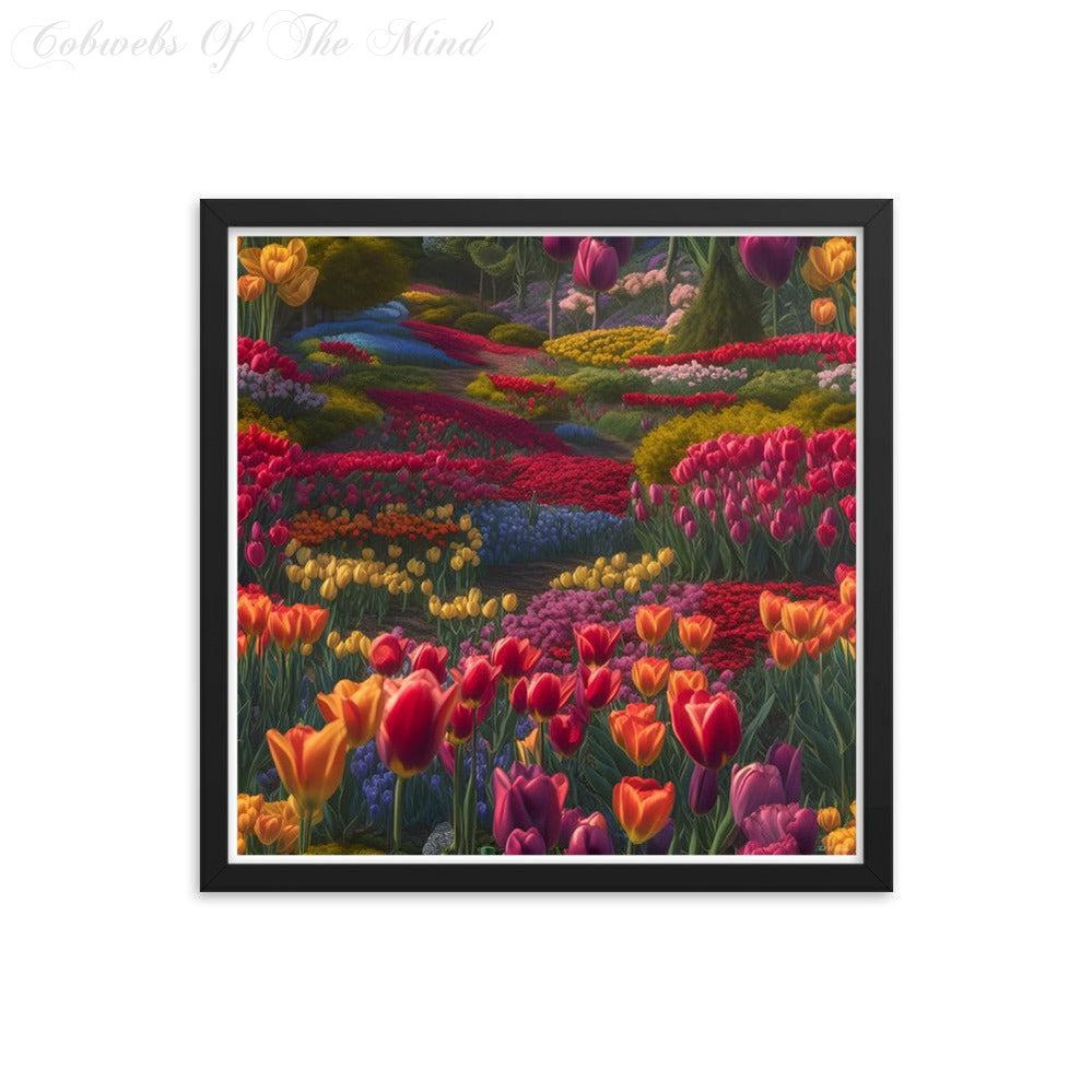 Dreaming Of Wandering In The Tulip Fields - Framed poster Printed Digital Art