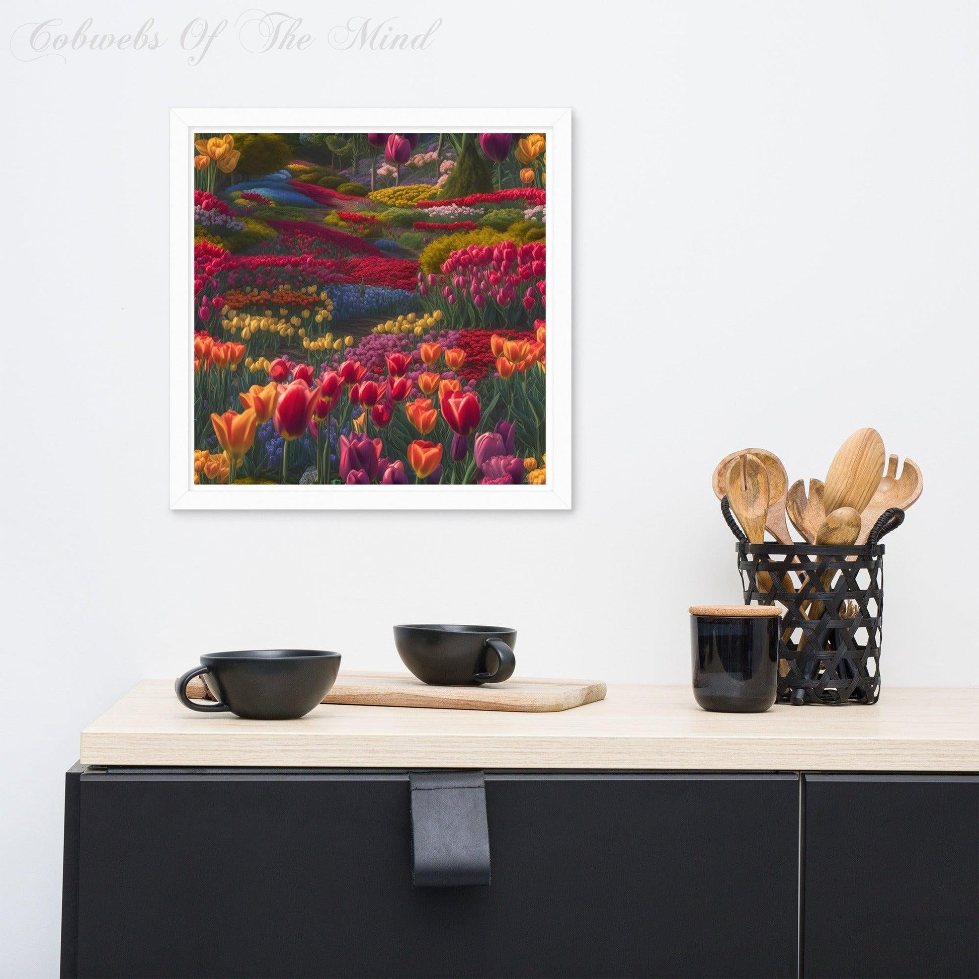 Dreaming Of Wandering In The Tulip Fields - Framed poster Printed Digital Art