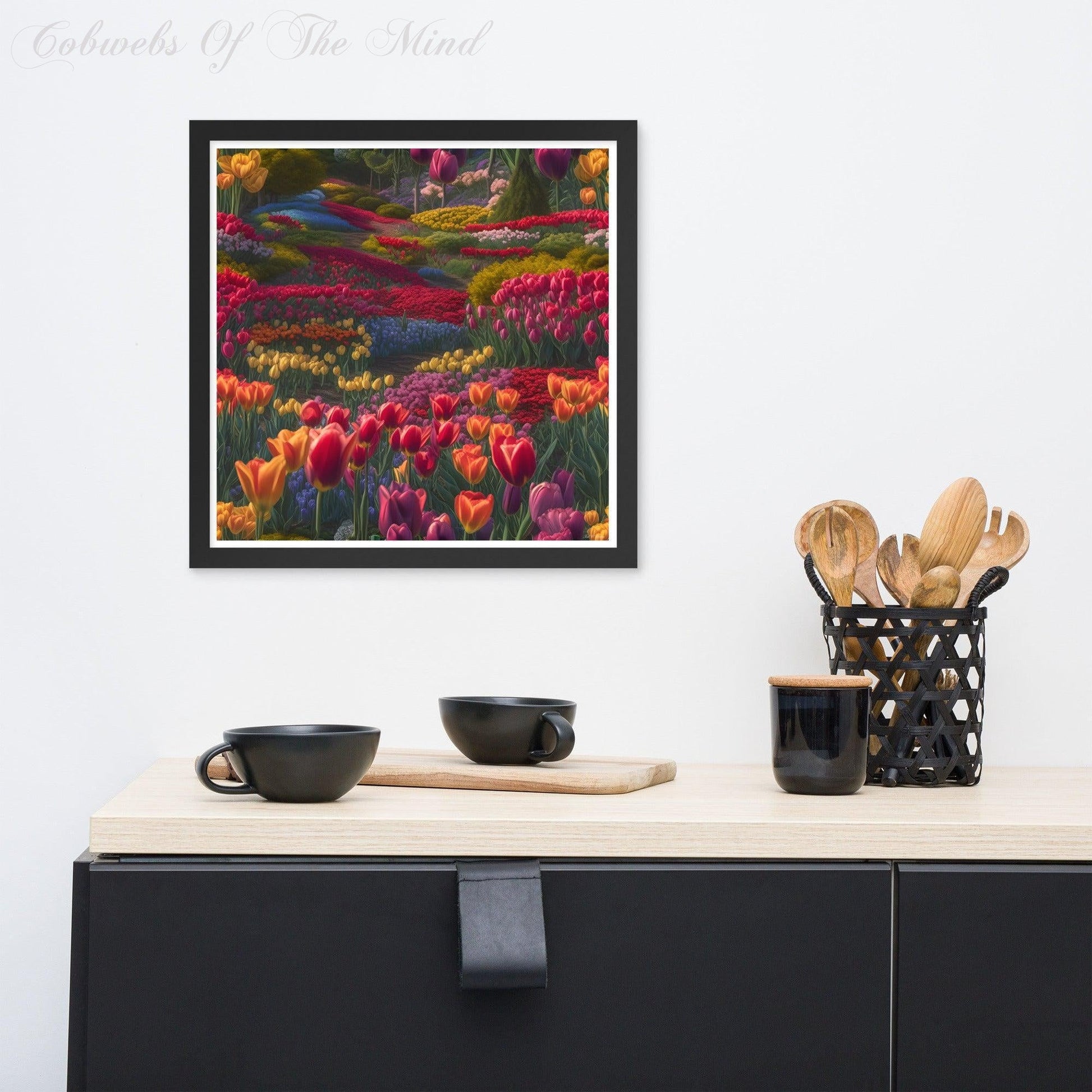 Dreaming Of Wandering In The Tulip Fields - Framed poster Printed Digital Art