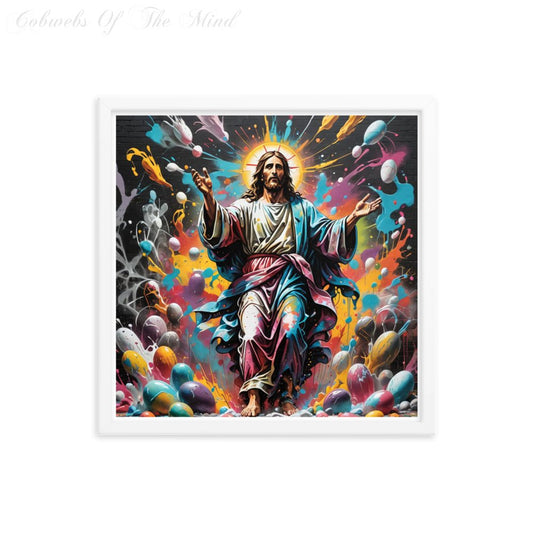 Easter Vibrancy - Framed poster Bible Cobwebs Of The Mind Holidays new testament printed frame posters Printed Digital Art White 18*18