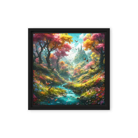 Enchanted Forest Paradise - Framed Canvas Printed Digital Art