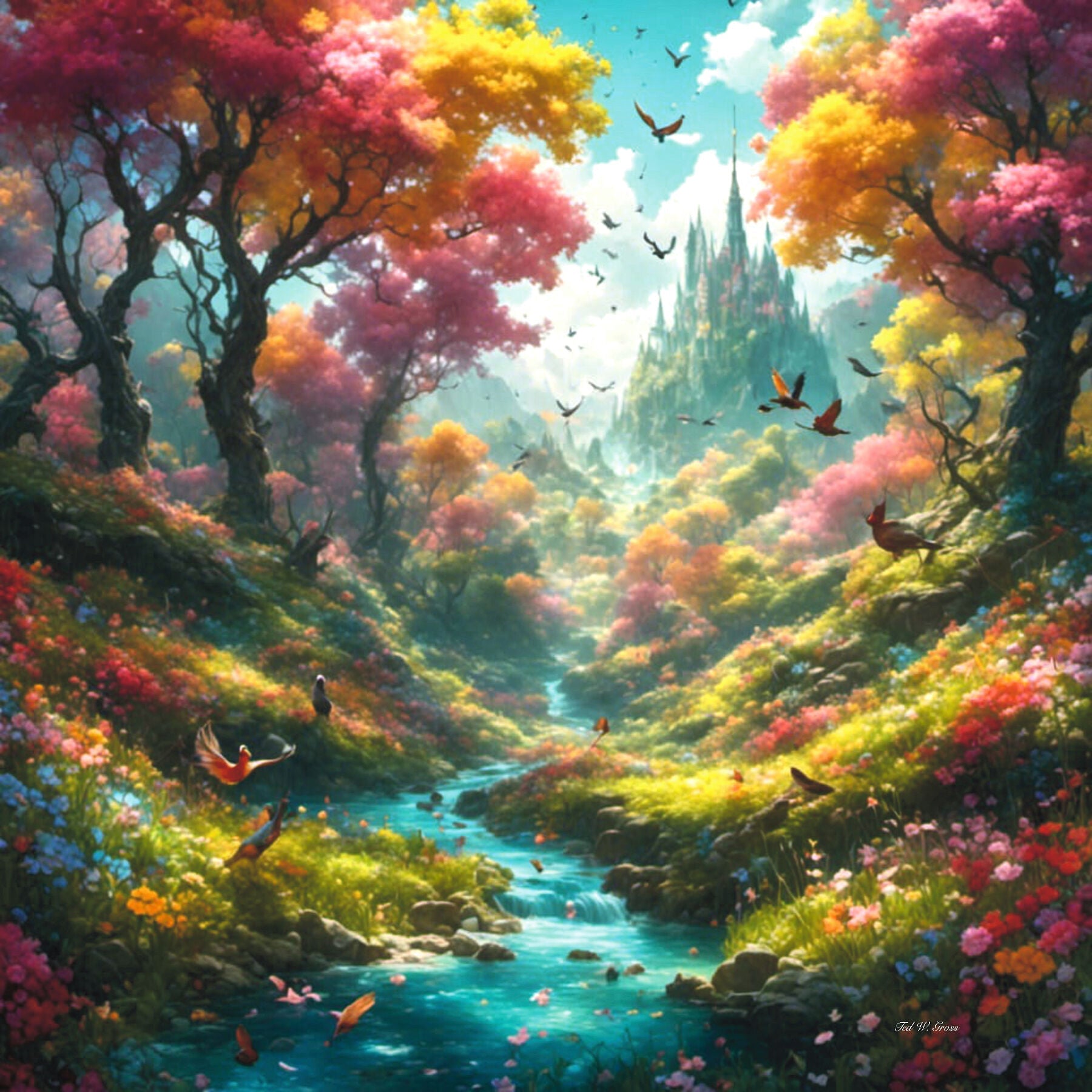 Enchanted Forest Paradise - High-Quality Giclee Print Giclée