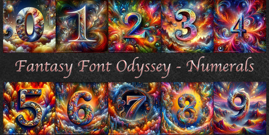 Fantasy Font Odyssey - Numerals Bundle Alphabet bundle Art > Digital Art > Cobwebs Of The Mind > Abstract > Digital Compositions