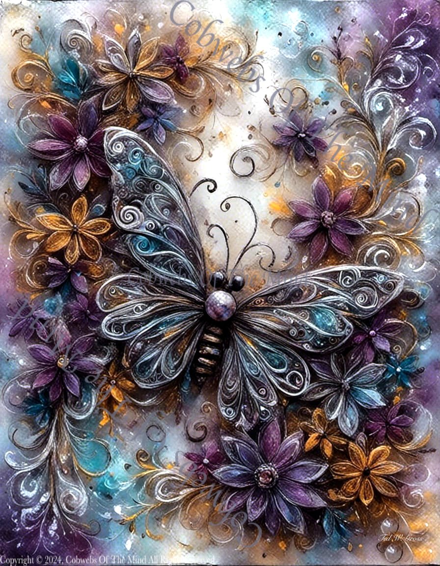 Fluttering Fantasies in Violet Hues - Digital Art Art > Digital Art > Cobwebs Of The Mind > Abstract > Digital Compositions