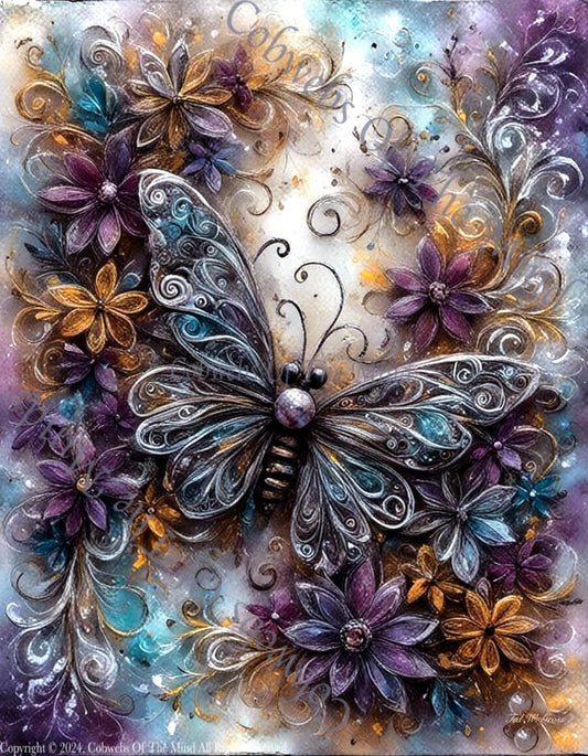 Fluttering Fantasies in Violet Hues - Digital Art Art > Digital Art > Cobwebs Of The Mind > Abstract > Digital Compositions