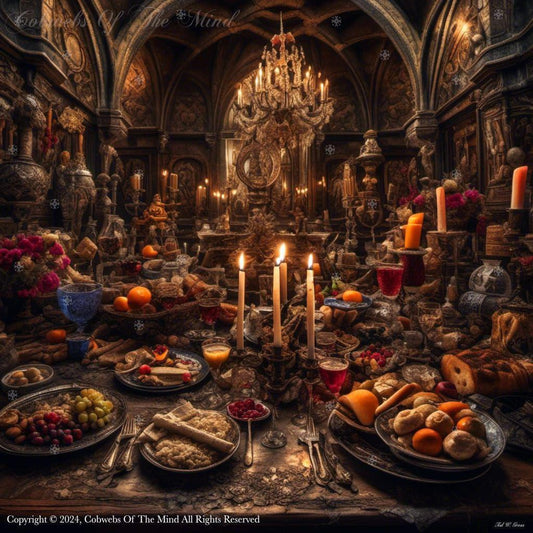 Getting Ready For The Feast antique architecture beauty Bible color food gold history Holidays Jewish meat Old Testament Purim quaint wine Digital Art