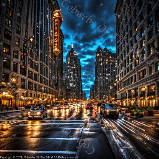 Glistening Streets of Chicago - Stock Photo Stock Photo->1:1