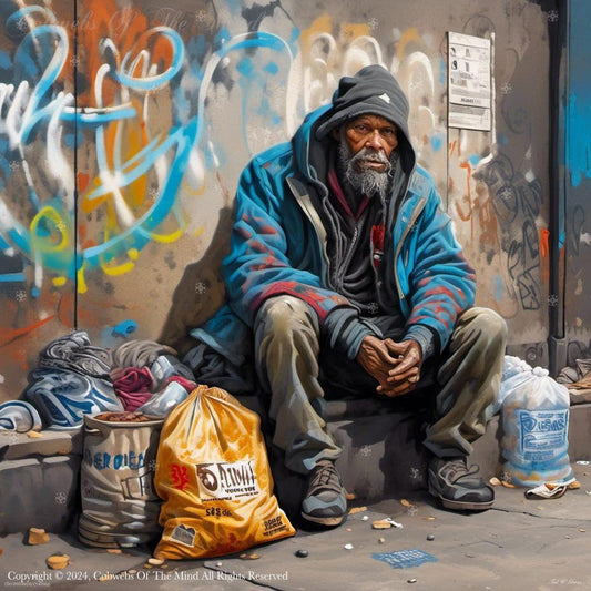 Hopelessness city destitution homeless humanity man vibrant Digital Art